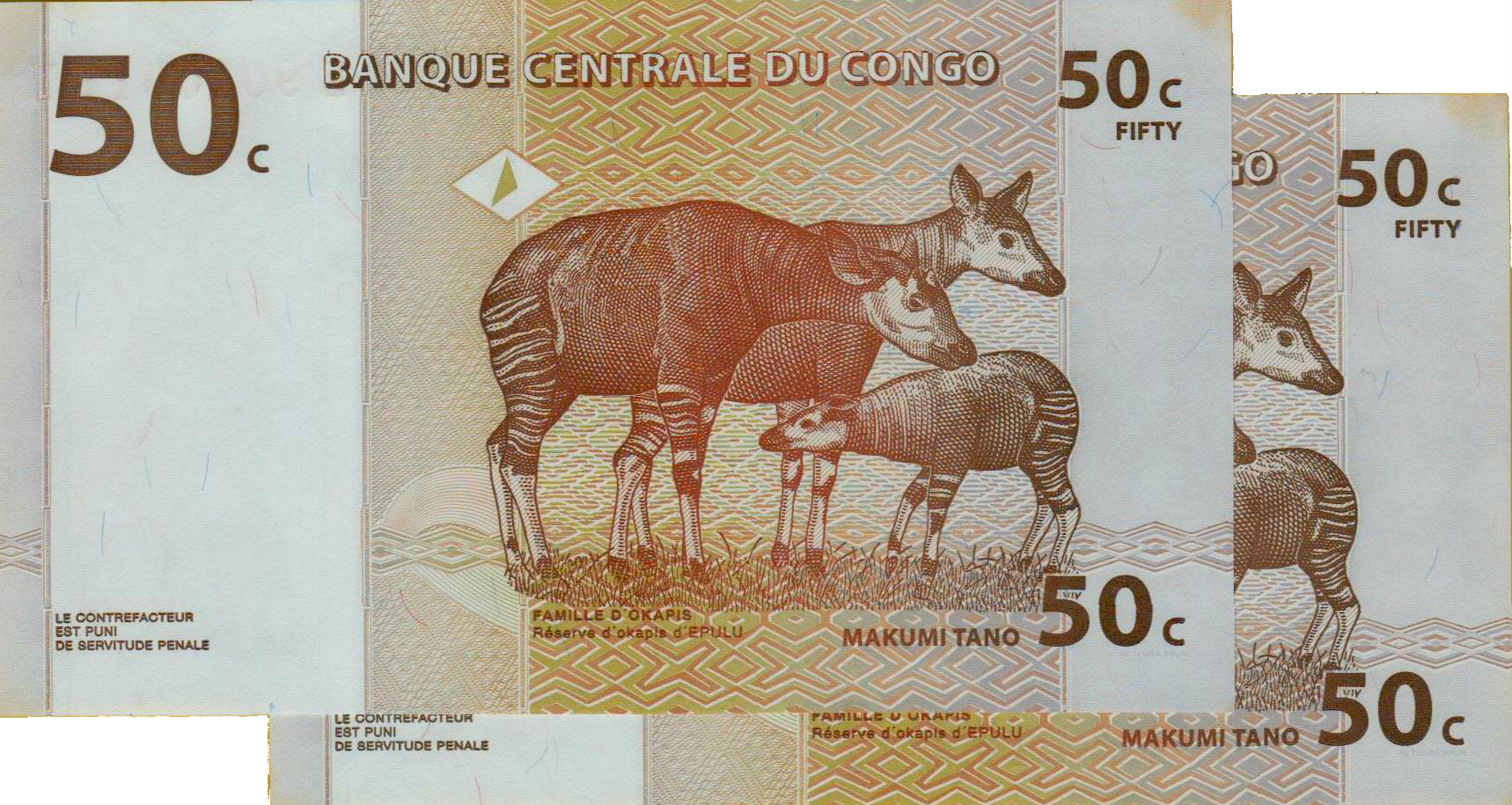 Congo 50 1997 UNC P-84A [SEQUENCE X2]